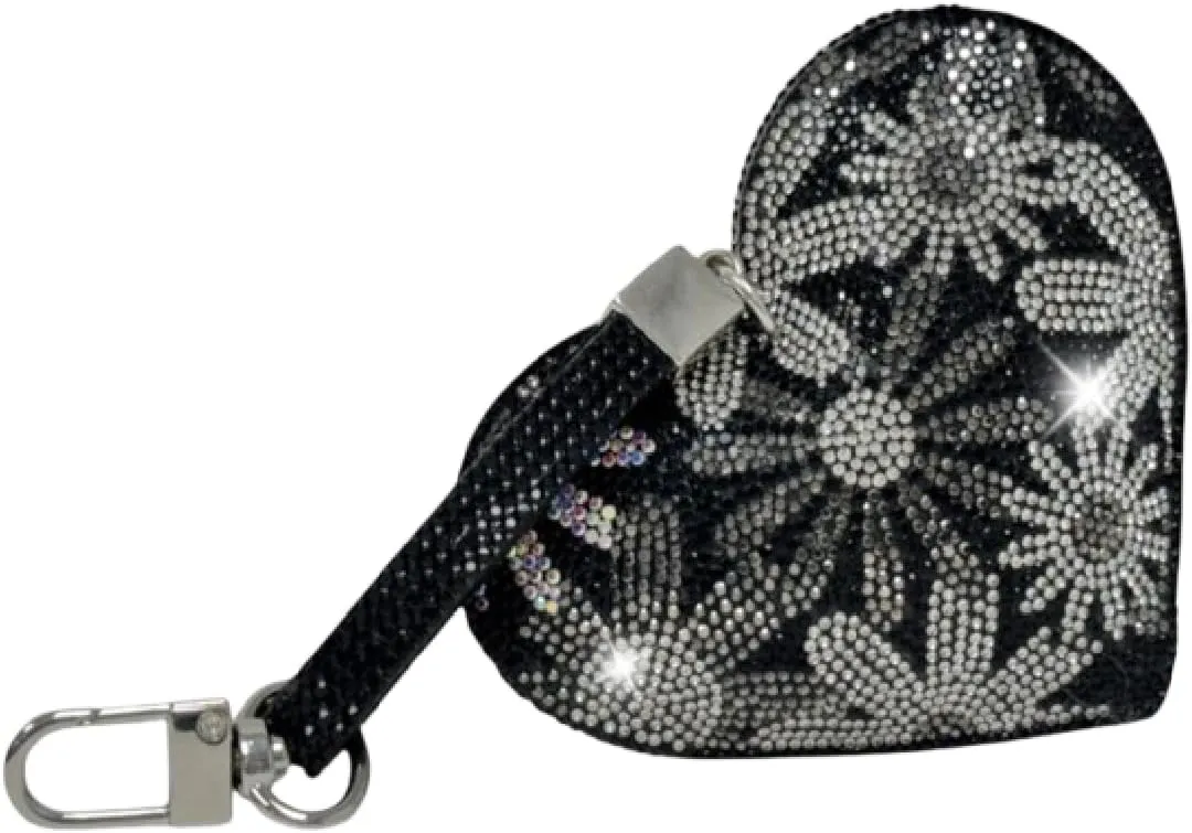 Jacqueline Kent JKKC157.BK Flower Power Heart Purse Charm Black Decorative Bag Accessory 3.75 Inches