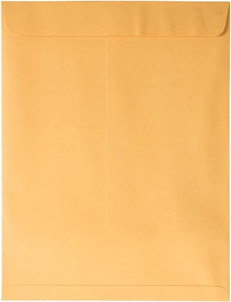 JAM PAPER 10 x 13 Open End Catalog Premium Envelopes with Peel and Seal Closure - Brown Kraft Manila - 50/Pack