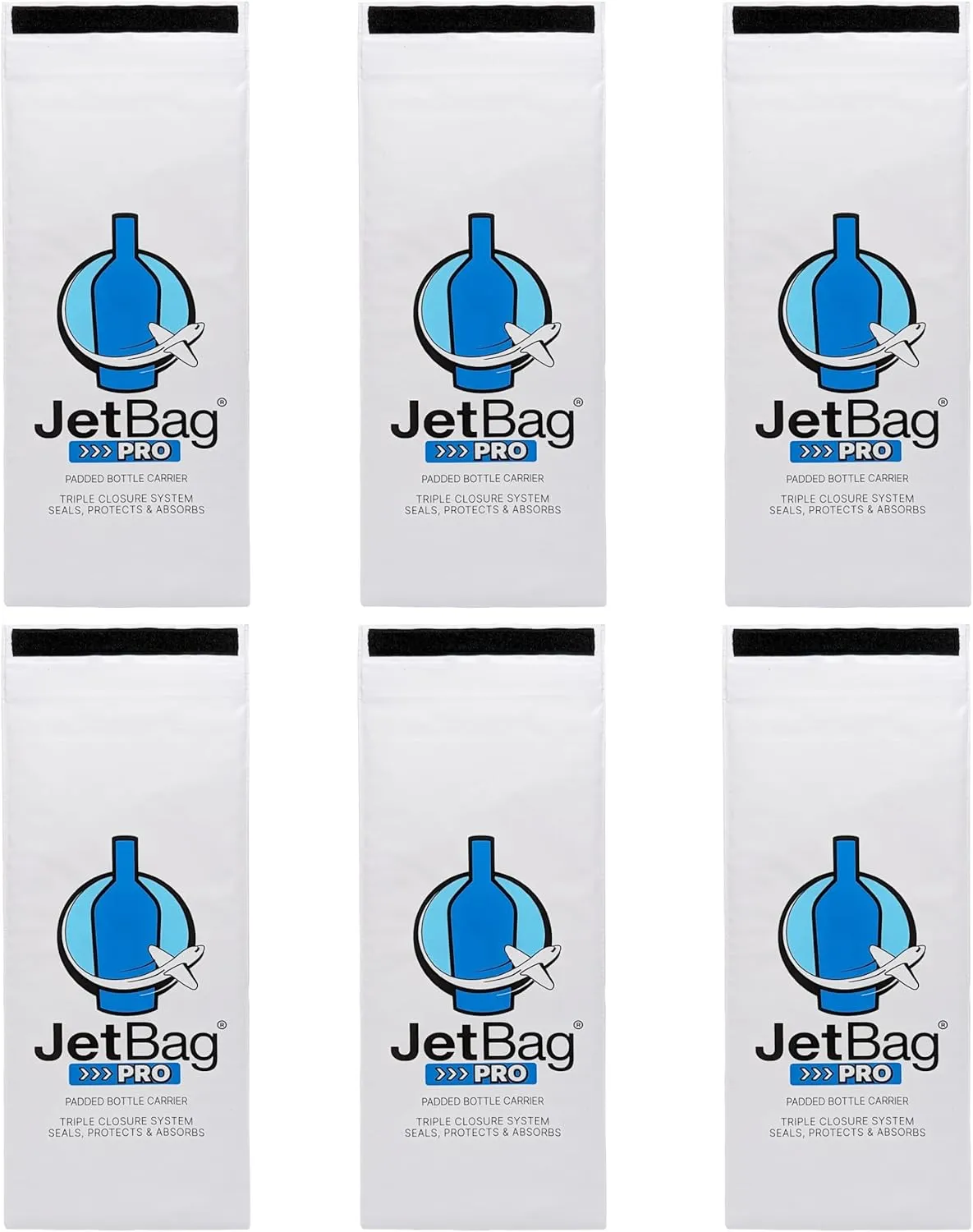 JetBag PRO Protective & Absorbent Wine Bag - Triple Layer, Triple Seal, Absorbs 750 ml - (6 Pack, Bold Design) - Professional