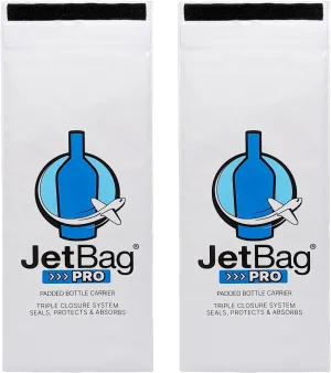 JetBag PROFESSIONAL Protective & Absorbent Wine Bag - Triple Layer, Triple Seal, Absorbs 750 ml - (2 Pack, Bold Design) - Professional