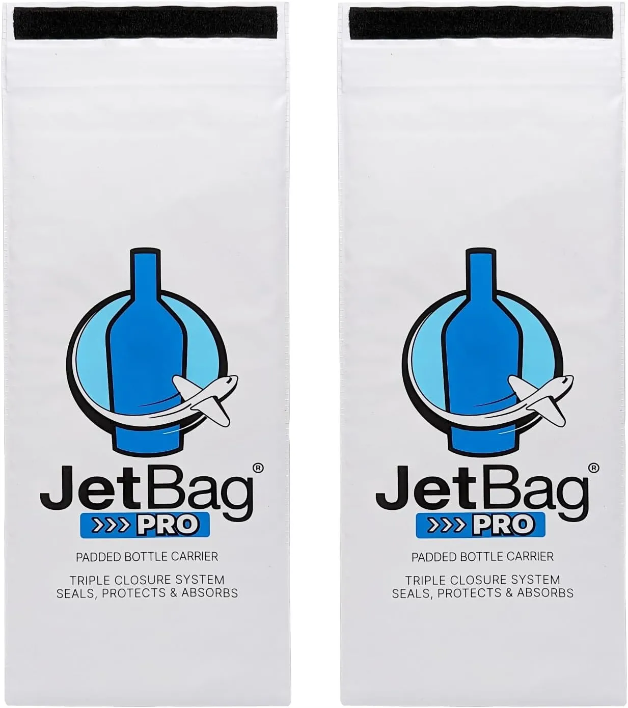 JetBag PROFESSIONAL Protective & Absorbent Wine Bag - Triple Layer, Triple Seal, Absorbs 750 ml - (2 Pack, Bold Design) - Professional