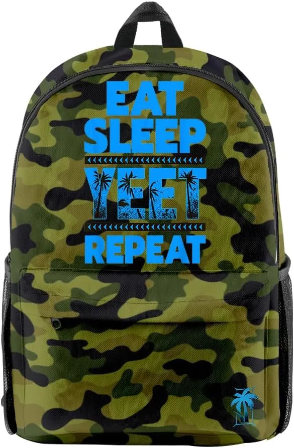 Jey Uso Eat Sleep Yeet Repeat Backpack Women Men Rucksack Unisex Travel Bag Packsack Casual Daypack (Camouflage,One Size)