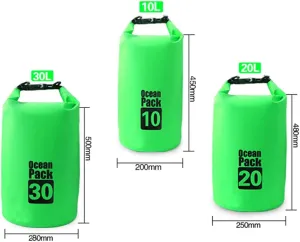 JIAN YA NA Waterproof Dry Bags Roll Top Dry Compression Sack Keeps Gear Dry Bags with Adjustable Strap for Outdoor Kayaking, Beach, Rafting, Boating,Bonus Waterproof Phone Case (Green, 30L)