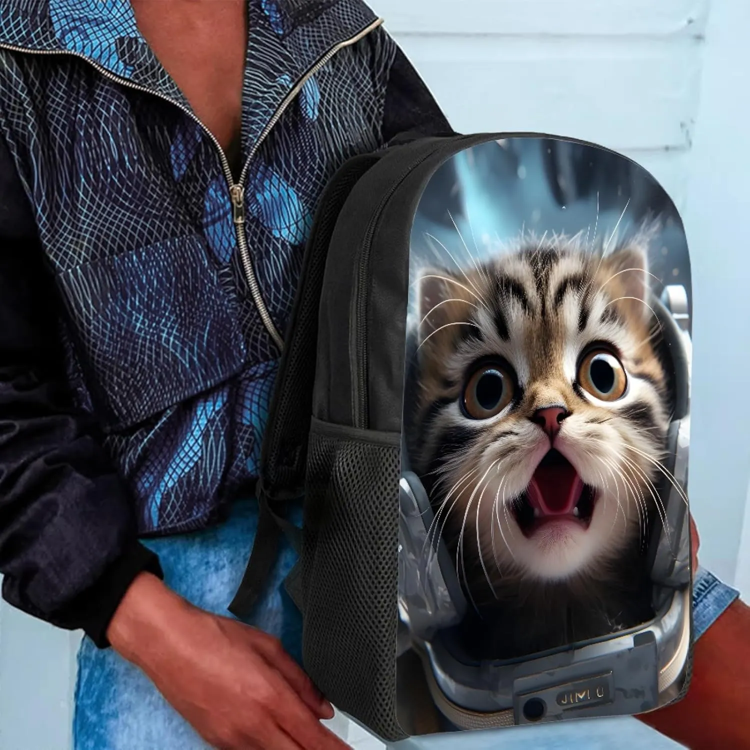JooMeryer School Bags Backpack for Teens Childs Boys Girls 3D Animal Printed Casual Travel Knapsack Laptop Rucksack,Astronaut Cat