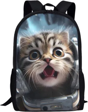 JooMeryer School Bags Backpack for Teens Childs Boys Girls 3D Animal Printed Casual Travel Knapsack Laptop Rucksack,Astronaut Cat