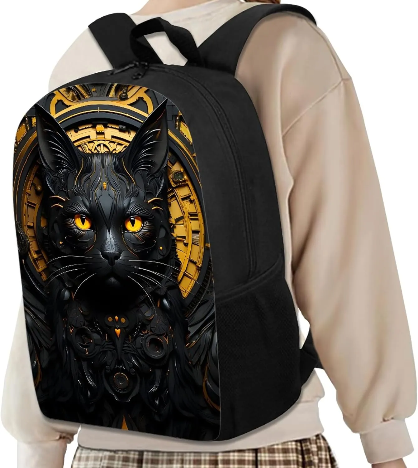 JooMeryer School Bags Backpack for Teens Childs Boys Girls 3D Animal Printed Casual Travel Knapsack Laptop Rucksack,Black Cat Gears