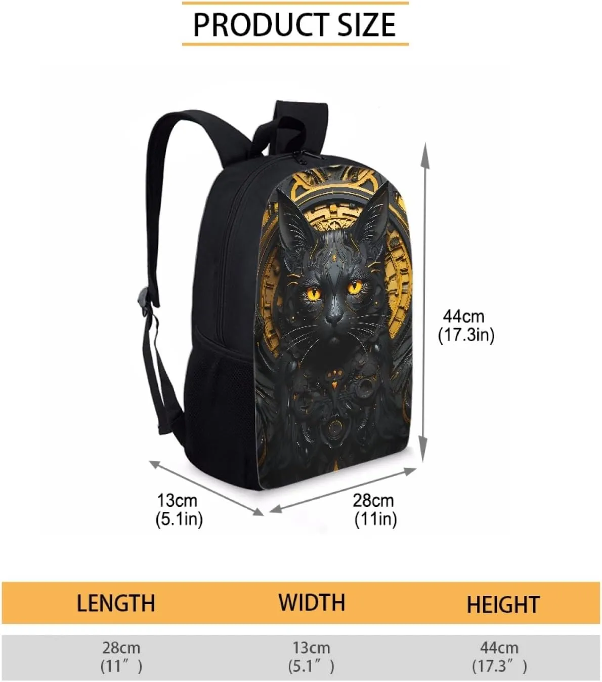 JooMeryer School Bags Backpack for Teens Childs Boys Girls 3D Animal Printed Casual Travel Knapsack Laptop Rucksack,Black Cat Gears