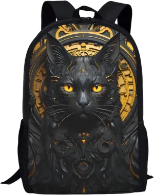 JooMeryer School Bags Backpack for Teens Childs Boys Girls 3D Animal Printed Casual Travel Knapsack Laptop Rucksack,Black Cat Gears