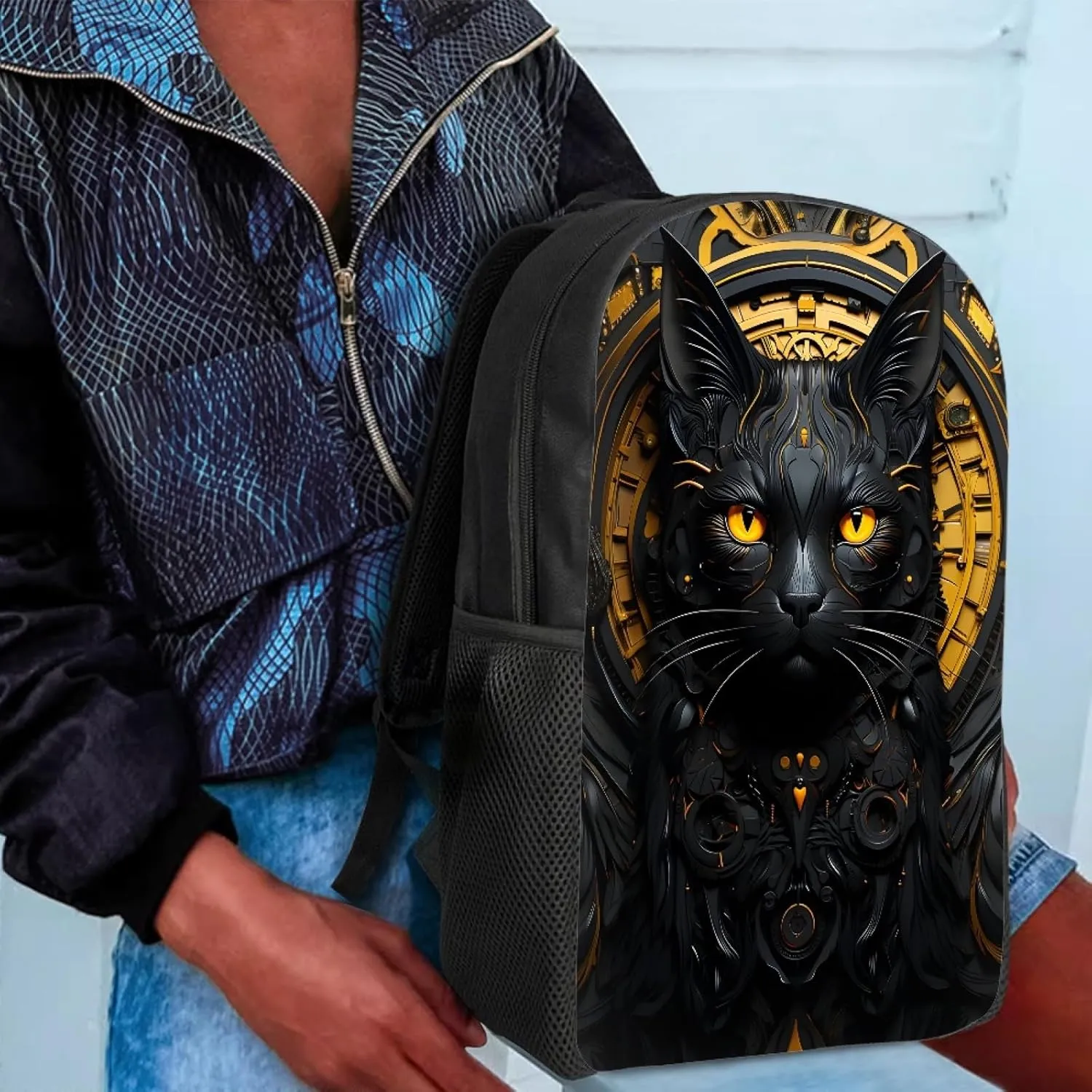 JooMeryer School Bags Backpack for Teens Childs Boys Girls 3D Animal Printed Casual Travel Knapsack Laptop Rucksack,Black Cat Gears