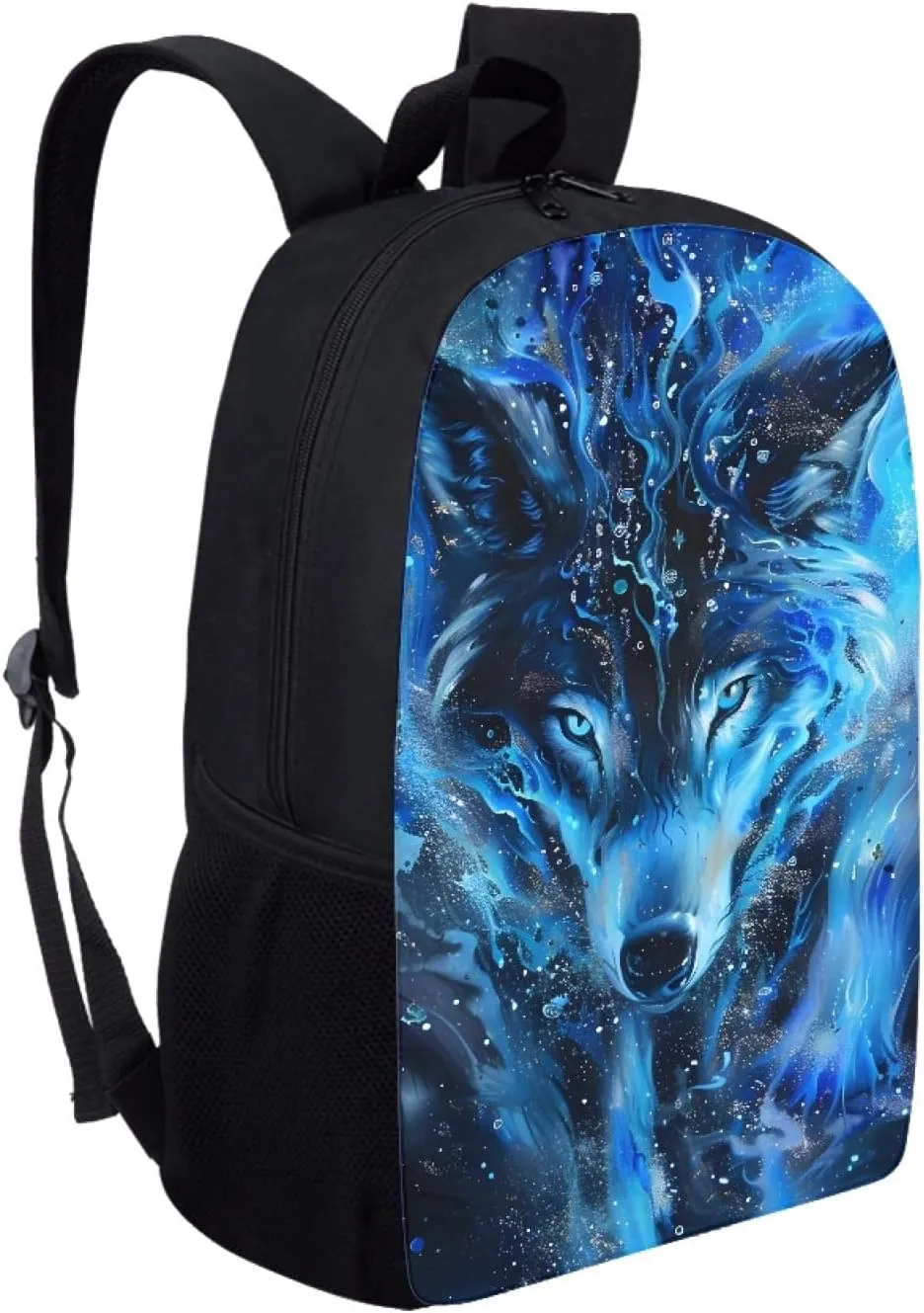 JooMeryer Wolf Backpack for Kids, School Bag Daypack Bag Book Bags Travel Backpack Rucksack Knapsack for Men Boy,Blue Smoke Wolf