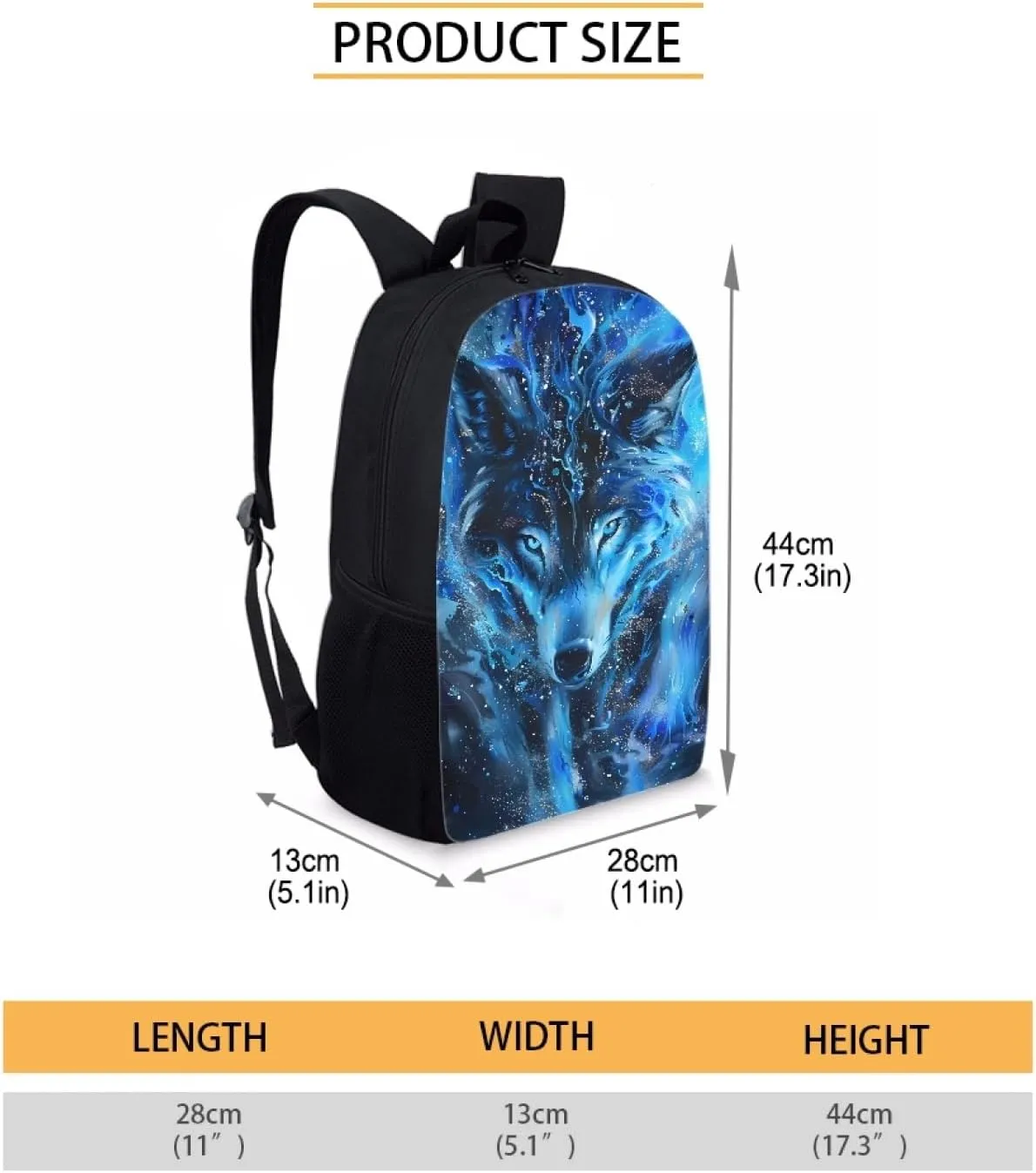 JooMeryer Wolf Backpack for Kids, School Bag Daypack Bag Book Bags Travel Backpack Rucksack Knapsack for Men Boy,Blue Smoke Wolf