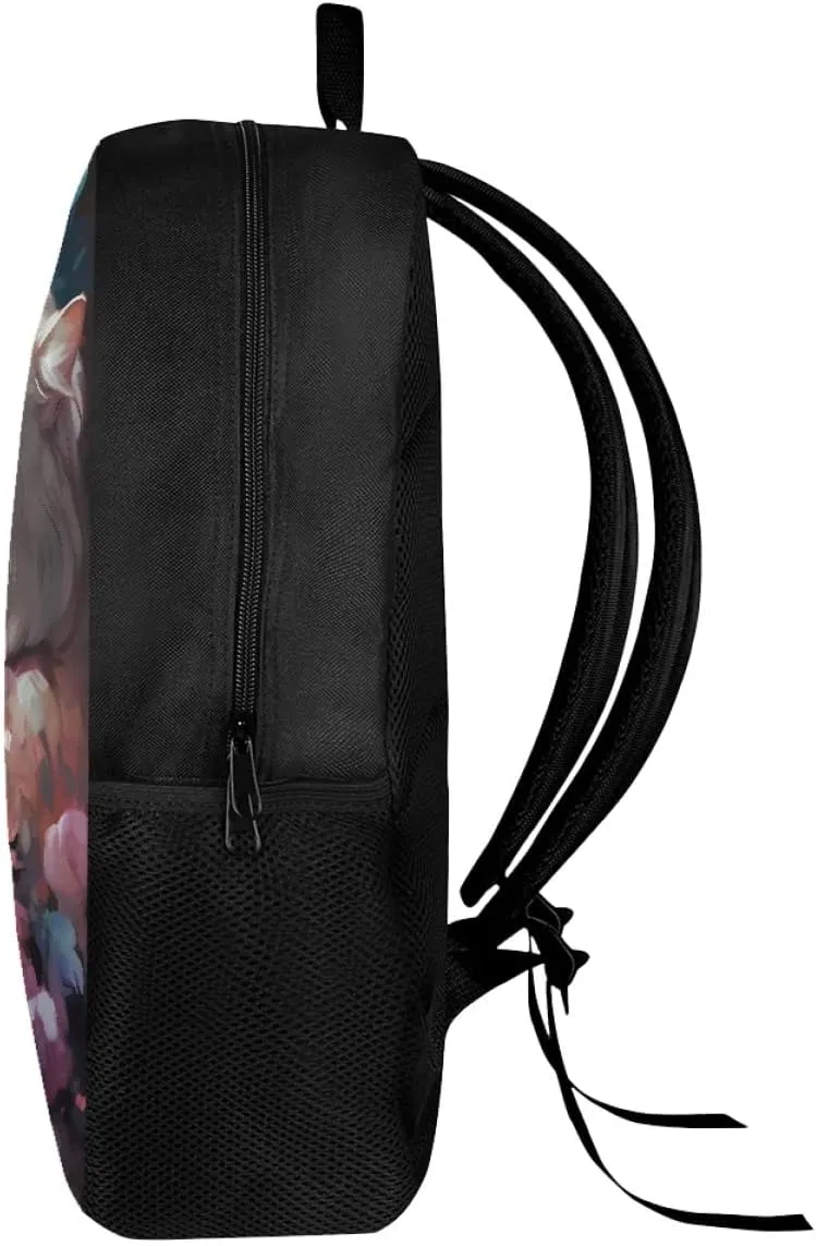 JooMeryer Wolf Backpack for Kids, School Bag Daypack Bag Book Bags Travel Backpack Rucksack Knapsack for Men Boy,Cat Flower