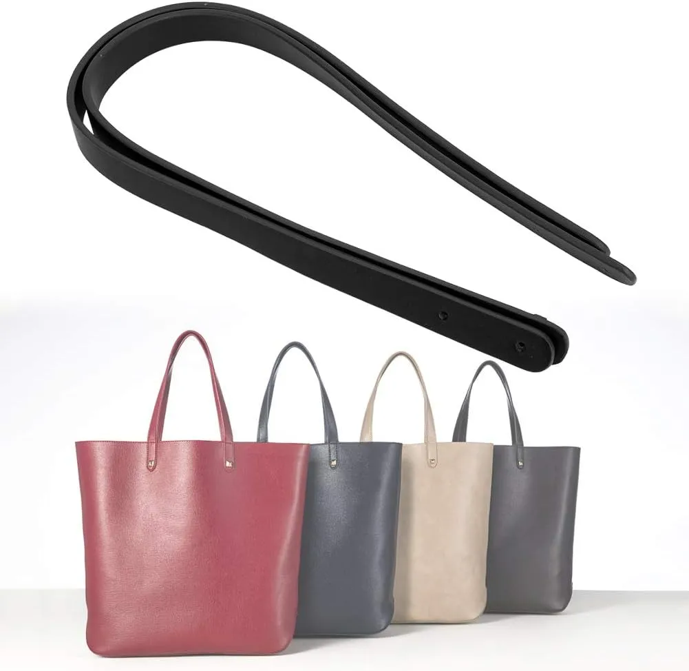 Joyzan Leather Bag Handles, Purse Handbag Strap PU Short Making Handle Replacement Tote Straw Crochet Underarm Shoulder Bags DIY Wallet Sewing Canvas Repair Supplies Accessories Rivets 25.5in 2Pcs