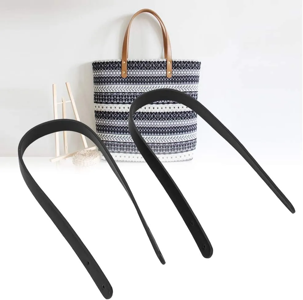 Joyzan Leather Bag Handles, Purse Handbag Strap PU Short Making Handle Replacement Tote Straw Crochet Underarm Shoulder Bags DIY Wallet Sewing Canvas Repair Supplies Accessories Rivets 25.5in 2Pcs