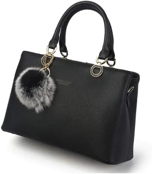 JSEIAJB Black handbag, soft and delicate, interesting plush ornaments, elegant and three dimensional, you can carry it when you go out