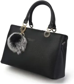 JSEIAJB Black handbag, soft and delicate, interesting plush ornaments, elegant and three dimensional, you can carry it when you go out