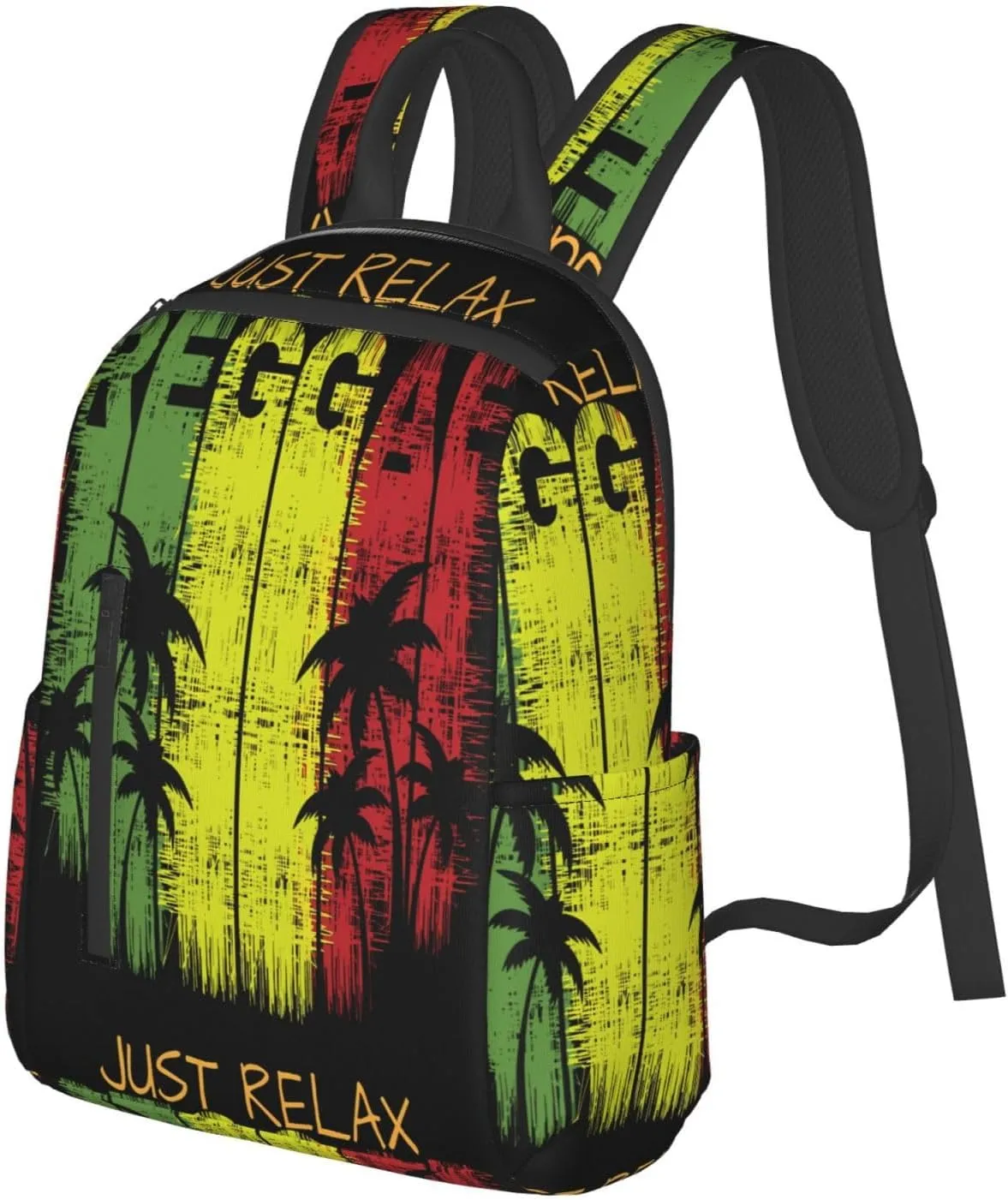 Just Relax Reggae Casual Backpacks Laptop Backpack Outdoor Travel Rucksack Sport Carry-On Daypack Lightweight Bag with Multi-Pockets