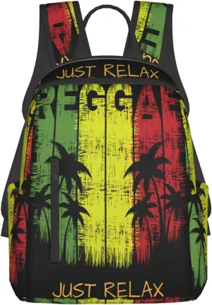 Just Relax Reggae Casual Backpacks Laptop Backpack Outdoor Travel Rucksack Sport Carry-On Daypack Lightweight Bag with Multi-Pockets