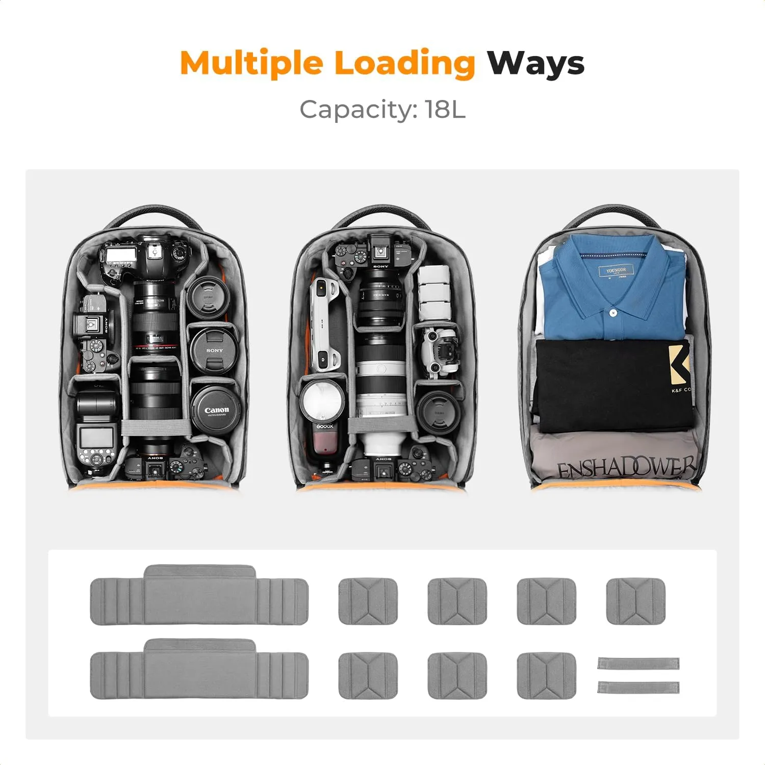 K&F Concept Camera Backpack for Photographers Large Waterproof Photography Camera Bag with Laptop/Tripod Compartment for Men Women
