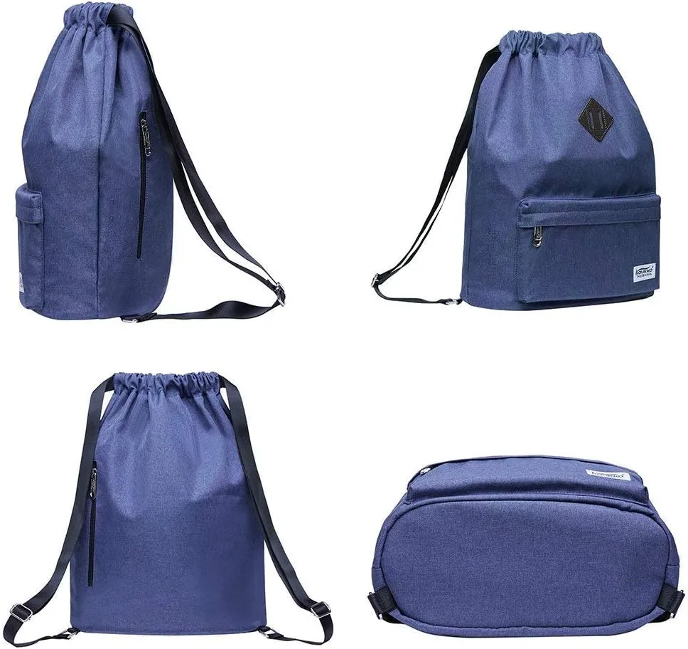 KAUKKO Drawstring Sports Backpack Gym Yoga Bag Shoulder Rucksack for Men and Women(K1031 Blue)