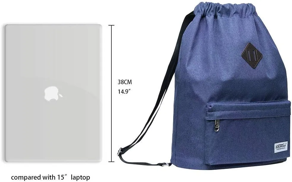 KAUKKO Drawstring Sports Backpack Gym Yoga Bag Shoulder Rucksack for Men and Women(K1031 Blue)