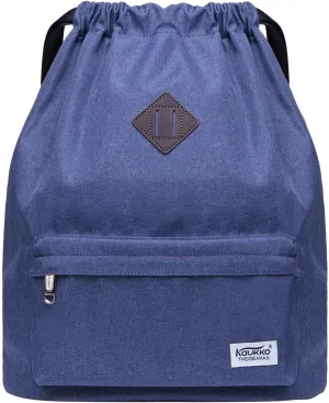 KAUKKO Drawstring Sports Backpack Gym Yoga Bag Shoulder Rucksack for Men and Women(K1031 Blue)