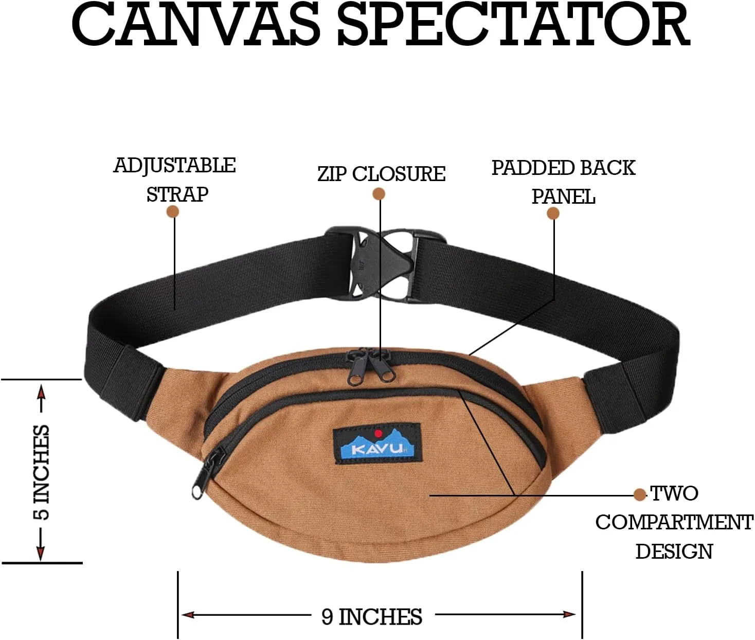 KAVU Canvas Spectator Belt Bag Hip Fanny Pack