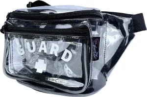 Kemp USA – Transparent Lifeguard Fanny Pack/Hip Pack with GUARD Logo - Water-Resistant and Durable Waist Bag for Medical Supplies & Lifeguard Gear - Clear