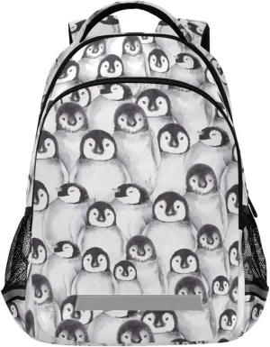 Kids Backpack for Boys Girls Bookbags Cute Penguins School Backpack Elementary Bags Travel Daypack Lightweight Waterproof with Reflective Strip