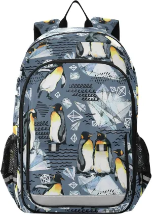 Kids Backpack for Boys Girls Bookbags Elementary Backpack Emperor Penguin School Bags Travel Daypack Lightweight Waterproof with Reflective Strip