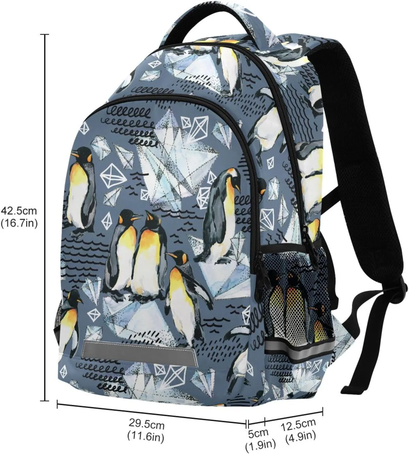 Kids Backpack for Boys Girls Bookbags Emperor Penguin School Backpack Elementary Bags Travel Daypack Lightweight Waterproof with Reflective Strip