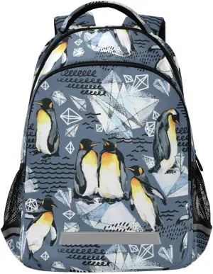 Kids Backpack for Boys Girls Bookbags Emperor Penguin School Backpack Elementary Bags Travel Daypack Lightweight Waterproof with Reflective Strip
