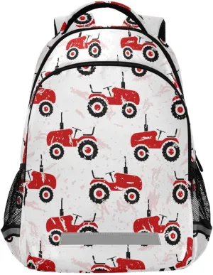 Kids Backpack for Boys Girls Old Wheeled Tractors School Backpacks Elementary Bags Travel Daypack Lightweight Waterproof with Reflective Strip
