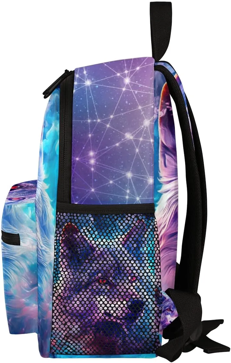 Kids Backpack for Boys Wolf Cute Animal Boys School Backpacks Teens, Kindergarten Elementary Kids Toddler Bookbag Mochilas Escolares Para Niñas 12in Mini Preschool Cute Starry Sky Travel Backpack