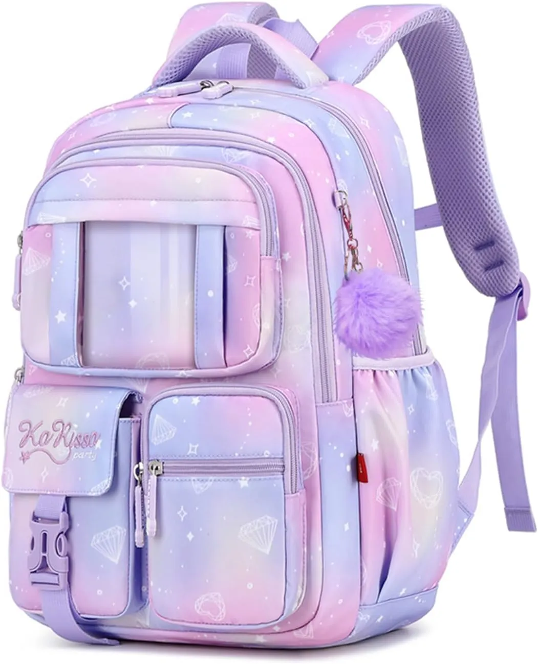Kids Backpack for Girls Cute School Bag for Girls Elementary Middle School Students Book Bag Purple Teens Back Pack