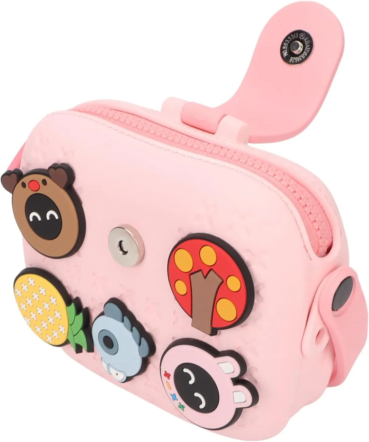 Kids Camera Case, EVA Cartoon Crossbody Shoulder Bag, Large Capacity Storage, Shockproof Buffer Housing, Multi Color Design for Boys Girls (Pink)