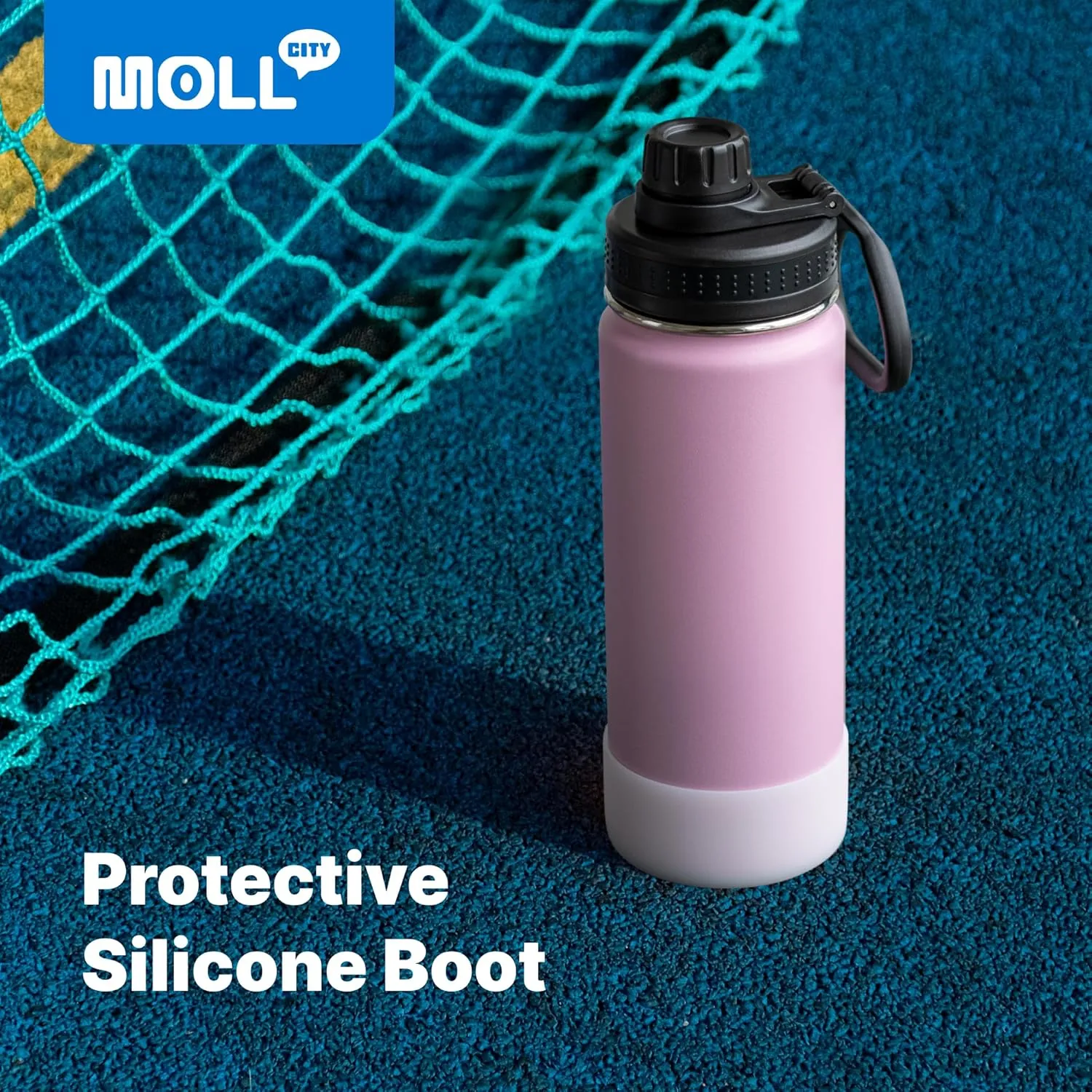 Kids Insulated Water Bottle-16 oz Stainless Steel Vacuum Wide Mouth Sports Flask with Silicone Boot-Reusable Metal Leak Proof Travel Water Bottle for Girls Boys, BPA-Free(Royal Blue)