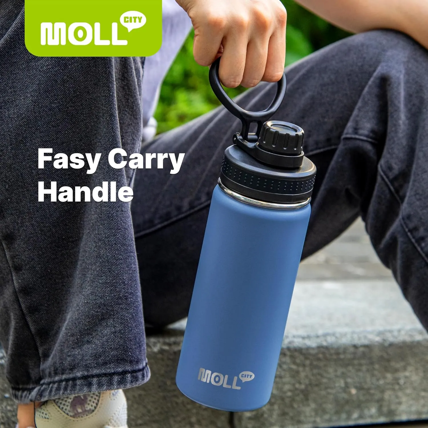 Kids Insulated Water Bottle-16 oz Stainless Steel Vacuum Wide Mouth Sports Flask with Silicone Boot-Reusable Metal Leak Proof Travel Water Bottle for Girls Boys, BPA-Free(Royal Blue)
