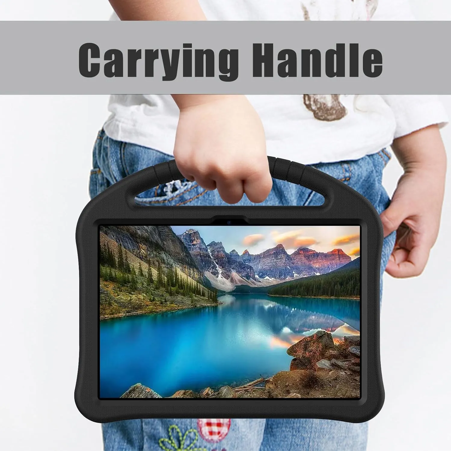 Kids Universal Case for Blackview Tab 8 WiFi 10.1 inch 2023, EVA Foam Stand Handle Cover for Blackview Tab 7 WiFi/OSCAL Pad 60/ DragonTouch Notepad 102/ Teclast P40HD 10.1" Tablets - Black