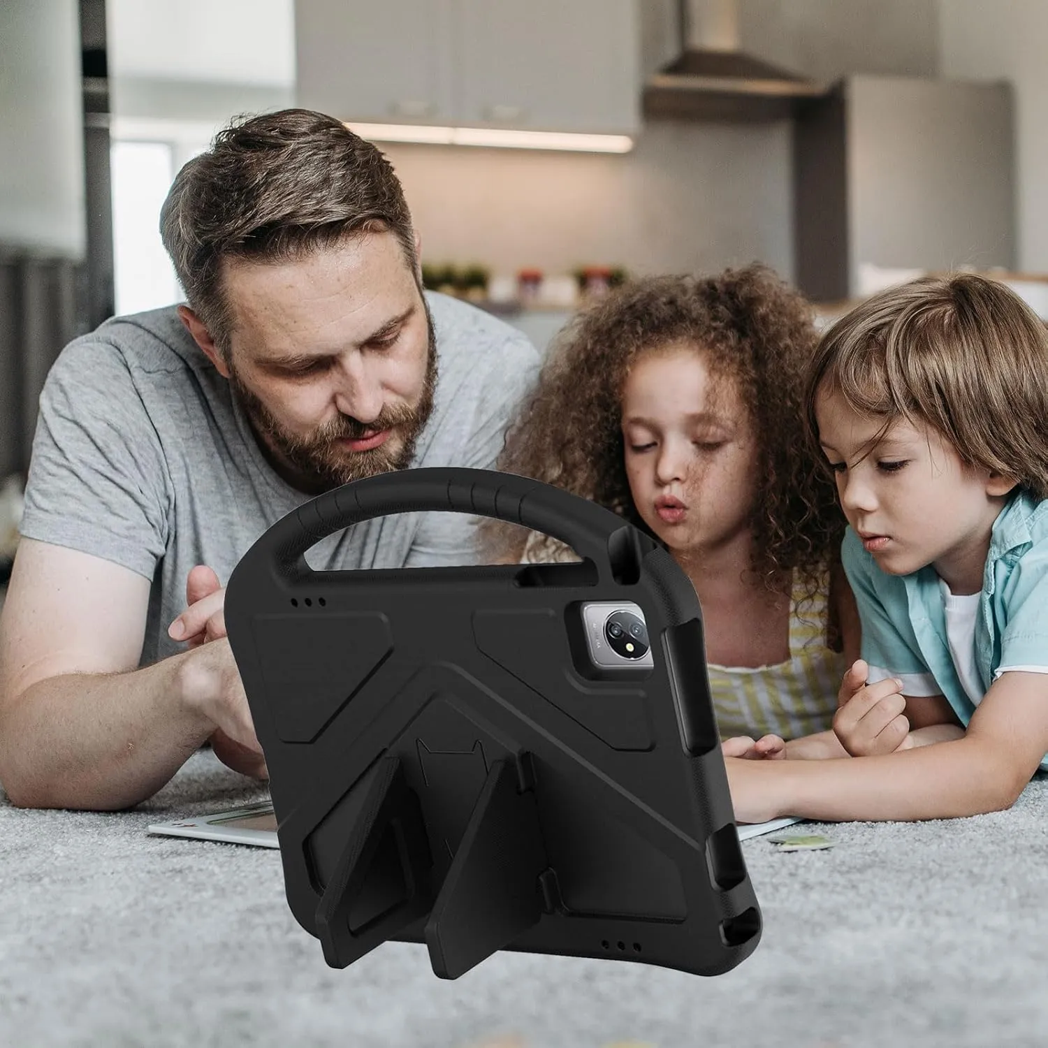Kids Universal Case for Blackview Tab 8 WiFi 10.1 inch 2023, EVA Foam Stand Handle Cover for Blackview Tab 7 WiFi/OSCAL Pad 60/ DragonTouch Notepad 102/ Teclast P40HD 10.1" Tablets - Black