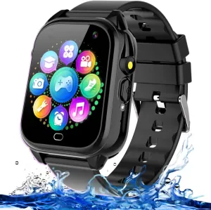 Kids Waterproof Smart Watch for Boys Girls Ages 3-12 Learning Toys with 26 Games Camera Video 1.44" Touchscreen Music Player Alarm Clock Flashlight Pedometer Toddler Watches Birthday Gifts