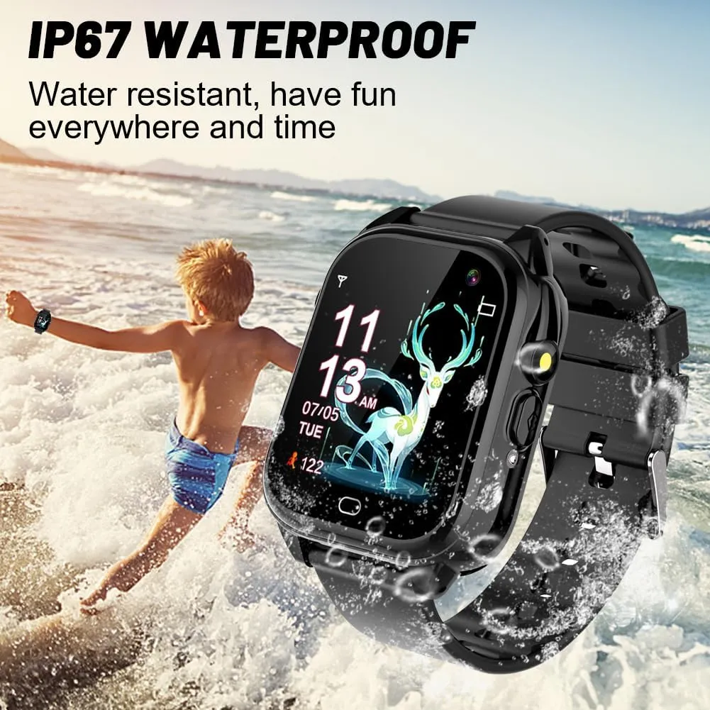 Kids Waterproof Smart Watch for Boys Girls Ages 3-12 Learning Toys with 26 Games Camera Video 1.44" Touchscreen Music Player Alarm Clock Flashlight Pedometer Toddler Watches Birthday Gifts
