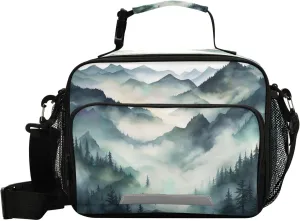 Kigai Lunch Bag Misty Forest Reusable High Capacity Insulated Lunch Box for Women & Men, Leakproof Lunch Cooler Bag Tote Bag for Work, Travel, Outdoor