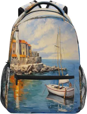 Kigai Seaport Backpack for Men & Women College Laptop Backpack Lightweight Waterproof Rucksack Casual Daypack with Multiple Pockets