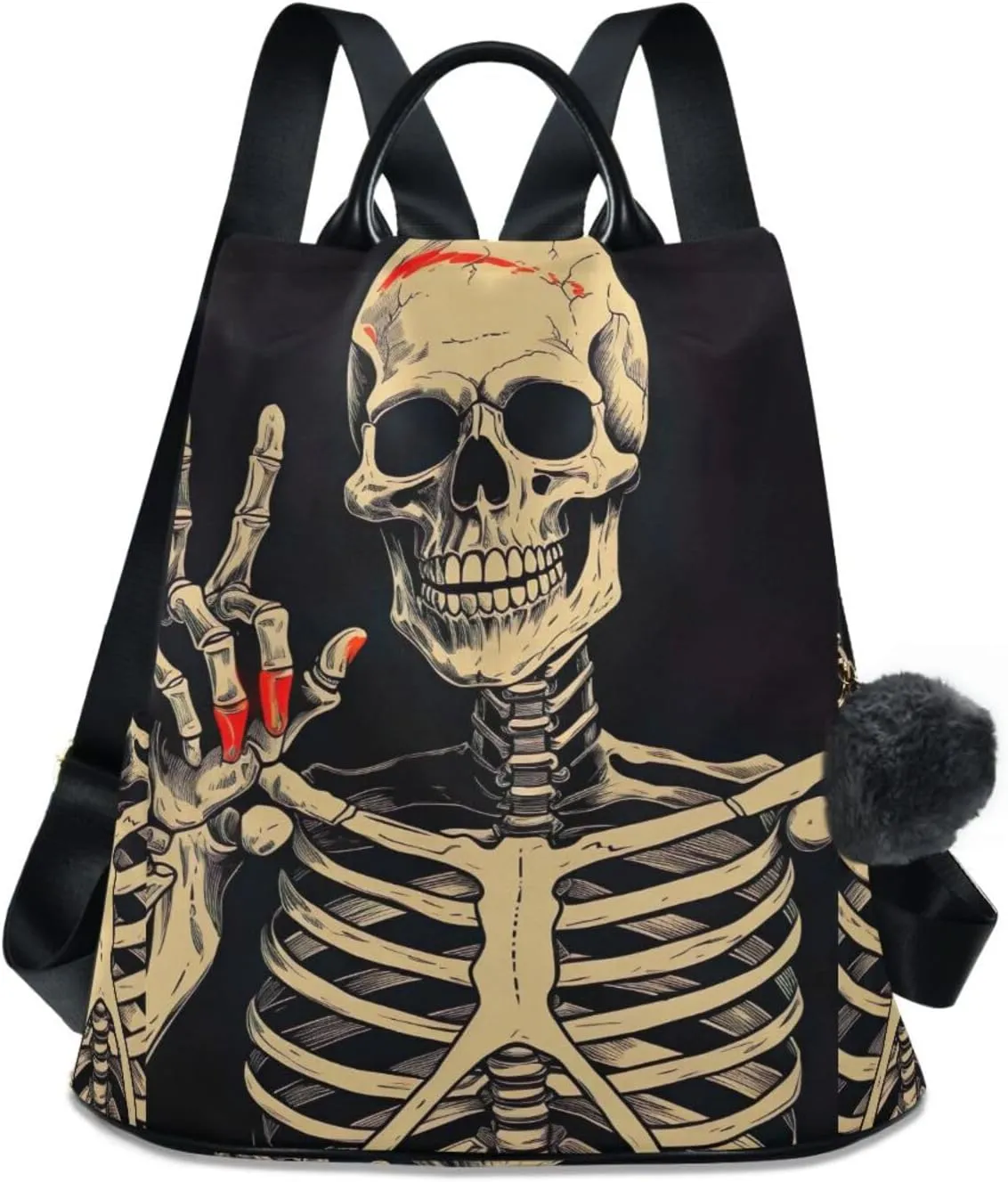 Kigai Victory Pose Skull Backpack Purse for Women Fashion Back Pack Adjustable Straps Shoulder Bag Travel Daypack