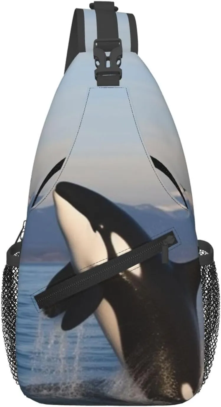 Killer Whale Crossbody Bags for Men Women Fashion Sling Backpack Casual Chest Bag Travel Hiking Daypack