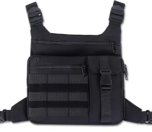 KINGSLONG Tactical Chest Bag, Lightweight Running Chest Pack, Water Resistant, Phone Holder, Running Backpack for Men Women