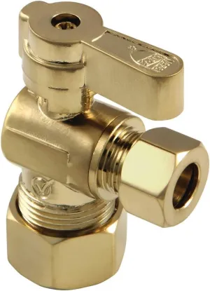 Kingston Brass Baseline KF5330BB OD Comp Angle Stop Valve, Brushed Brass, 5/8" O.D x 3/8" O.D Compression