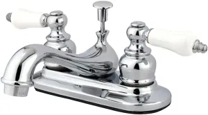 Kingston Brass KB601PL Restoration 4-Inch Centerset Lavatory Faucet with Porcelain Lever Handle, Polished Chrome