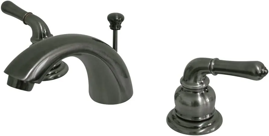 Kingston Brass KB953 Magellan II 4-Inch to 8-Inch Mini Widespread Lavatory Faucet with Metal Lever Handle, Vintage Brass